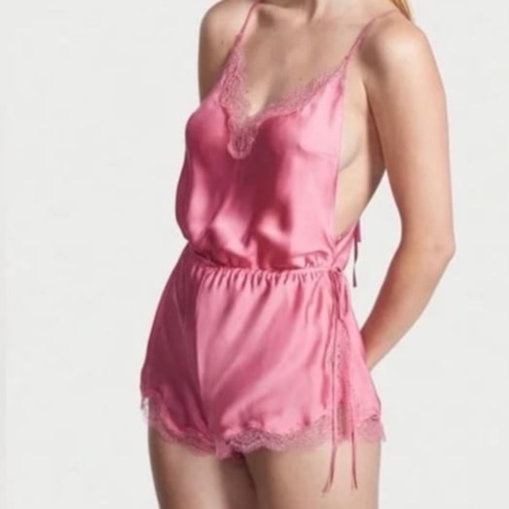 VS SATIN PINK ROMPER